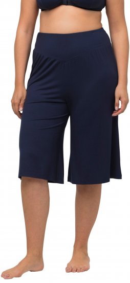 Ulla Popken Wide Leg Flared Bermuda Shorts Navy - Jeansy & Spodnie w Dużych Rozmiarach – Plus Size - 