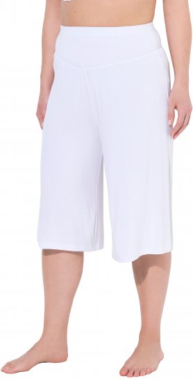 Ulla Popken Wide Leg Flared Bermuda Shorts White - Jeansy & Spodnie w Dużych Rozmiarach – Plus Size - 