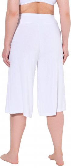 Ulla Popken Wide Leg Flared Bermuda Shorts White - Jeansy & Spodnie w Dużych Rozmiarach – Plus Size - 