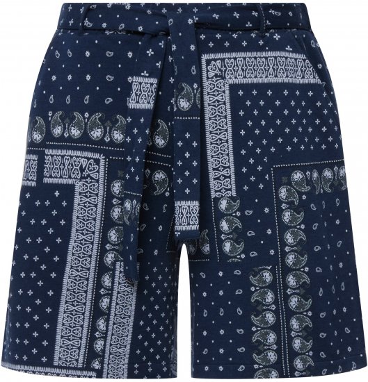 Ulla Popken Paisley Pull On Shorts Blue - Jeansy & Spodnie w Dużych Rozmiarach – Plus Size - 