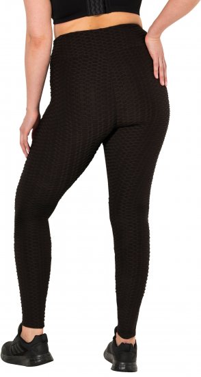 Ulla Popken Textured High Waisted Leggings Grey - Jeansy & Spodnie w Dużych Rozmiarach – Plus Size - 