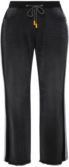 Ulla Popken Side Stripe Stretch Fit Boyfriend Jeans Black - Jeansy & Spodnie w Dużych Rozmiarach – Plus Size - 