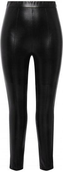 Ulla Popken Faux Leather Leggings Black - Jeansy & Spodnie w Dużych Rozmiarach – Plus Size - 