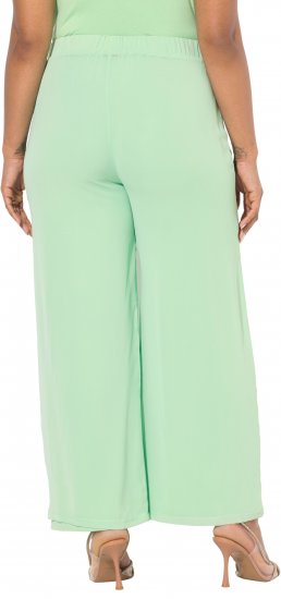 Ulla Popken Layered Chiffon Wide Leg Pants Green - Jeansy & Spodnie w Dużych Rozmiarach – Plus Size - 