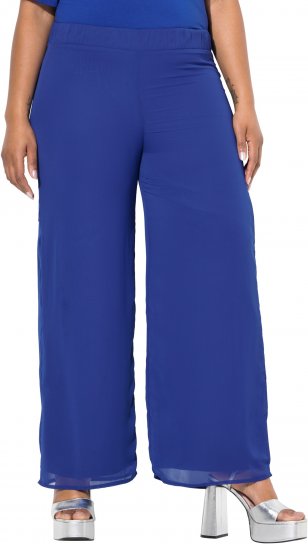 Ulla Popken Layered Chiffon Wide Leg Pants Blue - Jeansy & Spodnie w Dużych Rozmiarach – Plus Size - 