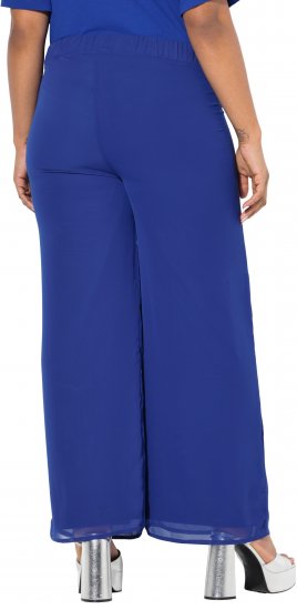Ulla Popken Layered Chiffon Wide Leg Pants Blue - Jeansy & Spodnie w Dużych Rozmiarach – Plus Size - 