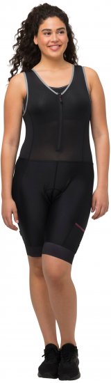 Ulla Popken Padded Cycling Zip Front Bodysuit Black - Jeansy & Spodnie w Dużych Rozmiarach – Plus Size - 