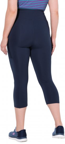 Ulla Popken Cropped High Waisted Leggings Navy - Jeansy & Spodnie w Dużych Rozmiarach – Plus Size - 
