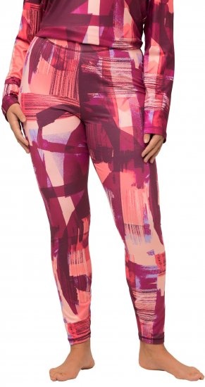 Ulla Popken Abstract Print Ski Leggings Red - Jeansy & Spodnie w Dużych Rozmiarach – Plus Size - 
