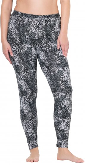 Ulla Popken Leopard Print Leggings Black - Jeansy & Spodnie w Dużych Rozmiarach – Plus Size - 