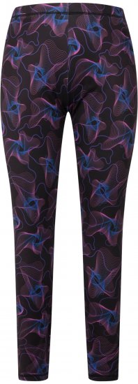 Ulla Popken Geometric Wave Quick Drying Ski Leggings Black - Jeansy & Spodnie w Dużych Rozmiarach – Plus Size - 