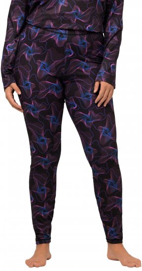 Ulla Popken Geometric Wave Quick Drying Ski Leggings Black - Jeansy & Spodnie w Dużych Rozmiarach – Plus Size - 