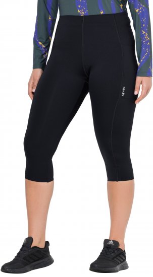 Ulla Popken Cropped Sports Leggings Black - Jeansy & Spodnie w Dużych Rozmiarach – Plus Size - 