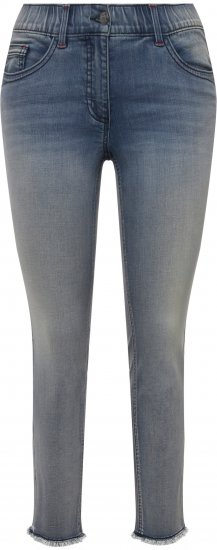 Ulla Popken Fringed Hem Stretch Fit Jeans Blue Denim - Jeansy & Spodnie w Dużych Rozmiarach – Plus Size - 