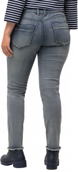 Ulla Popken Fringed Hem Stretch Fit Jeans Blue Denim - Jeansy & Spodnie w Dużych Rozmiarach – Plus Size - 