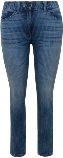 Ulla Popken Textured Stripe Sarah Slim Fit Jeans Blue - Jeansy & Spodnie w Dużych Rozmiarach – Plus Size - 