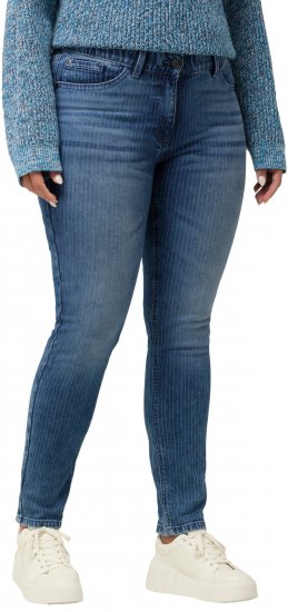 Ulla Popken Textured Stripe Sarah Slim Fit Jeans Blue - Jeansy & Spodnie w Dużych Rozmiarach – Plus Size - 
