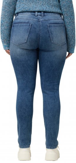 Ulla Popken Textured Stripe Sarah Slim Fit Jeans Blue - Jeansy & Spodnie w Dużych Rozmiarach – Plus Size - 