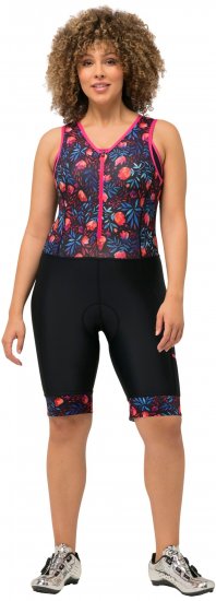 Ulla Popken Functional Padded Zip Front Cycling Leotard Black - Jeansy & Spodnie w Dużych Rozmiarach – Plus Size - 