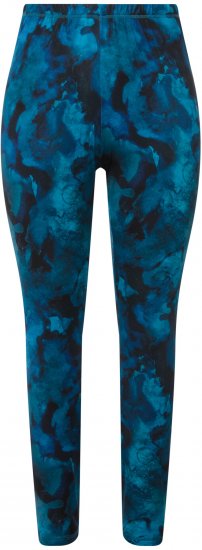 Ulla Popken Ink Print Functional Ski Leggings Blue - Jeansy & Spodnie w Dużych Rozmiarach – Plus Size - 