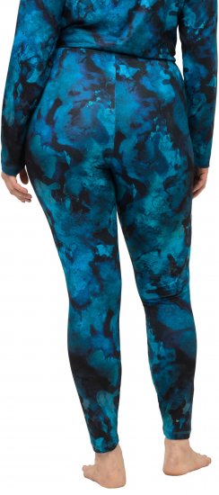 Ulla Popken Ink Print Functional Ski Leggings Blue - Jeansy & Spodnie w Dużych Rozmiarach – Plus Size - 