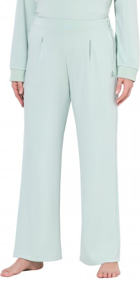 Ulla Popken Box Pleat Stretch Fit Yoga Pants Light Blue - Jeansy & Spodnie w Dużych Rozmiarach – Plus Size - 