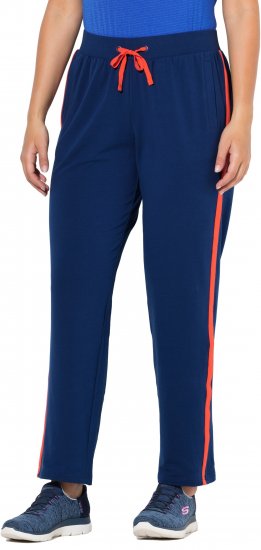 Ulla Popken Side Stripe Joggers Blue - Jeansy & Spodnie w Dużych Rozmiarach – Plus Size - 