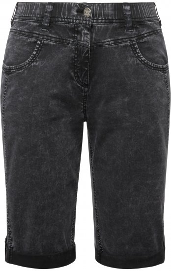 Ulla Popken Denim Acid Wash Bermuda Shorts Black - Jeansy & Spodnie w Dużych Rozmiarach – Plus Size - 