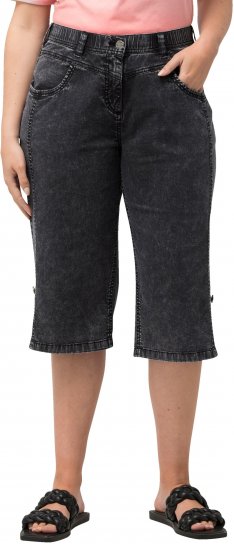 Ulla Popken Denim Acid Wash Bermuda Shorts Black - Jeansy & Spodnie w Dużych Rozmiarach – Plus Size - 