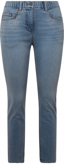 Ulla Popken Rhinestone Detail Stretch Fit Skinny Jeans Blue - Jeansy & Spodnie w Dużych Rozmiarach – Plus Size - 