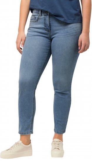 Ulla Popken Rhinestone Detail Stretch Fit Skinny Jeans Blue - Jeansy & Spodnie w Dużych Rozmiarach – Plus Size - 
