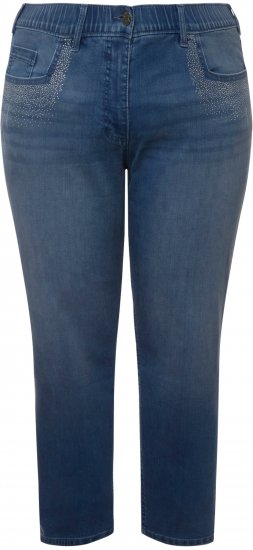 Ulla Popken Rhinestone Detail Stretch Fit Skinny Jeans Blue Denim - Jeansy & Spodnie w Dużych Rozmiarach – Plus Size - 