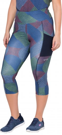 Ulla Popken Quick Dry Cropped Geometric Print Leggings Grey - Jeansy & Spodnie w Dużych Rozmiarach – Plus Size - 