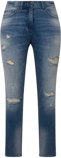 Ulla Popken Distressed Stretch Fit Sarah Jeans Blue - Jeansy & Spodnie w Dużych Rozmiarach – Plus Size - 