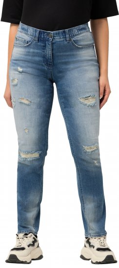 Ulla Popken Distressed Stretch Fit Sarah Jeans Blue - Jeansy & Spodnie w Dużych Rozmiarach – Plus Size - 