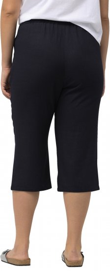 Ulla Popken Cropped Linen Blend Elastic Waist Pants Navy - Jeansy & Spodnie w Dużych Rozmiarach – Plus Size - 