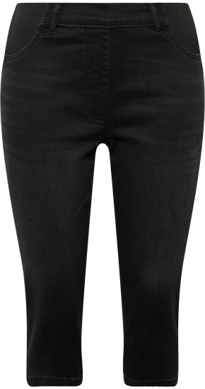 Ulla Popken Sienna Stretch Denim Capris Black - Jeansy & Spodnie w Dużych Rozmiarach – Plus Size - 