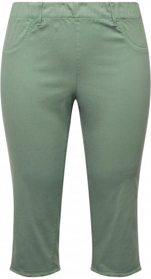 Ulla Popken Stretch Fit Raw Hem Moss Green - Jeansy & Spodnie w Dużych Rozmiarach – Plus Size - 