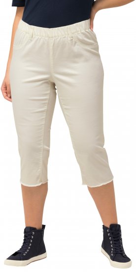 Ulla Popken Stretch Fit Raw Hem Capris Snow White - Jeansy & Spodnie w Dużych Rozmiarach – Plus Size - 