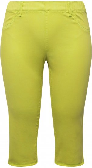 Ulla Popken Stretch Fit Raw Hem Capris Pistachio - Jeansy & Spodnie w Dużych Rozmiarach – Plus Size - 