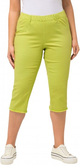 Ulla Popken Stretch Fit Raw Hem Capris Pistachio - Jeansy & Spodnie w Dużych Rozmiarach – Plus Size - 