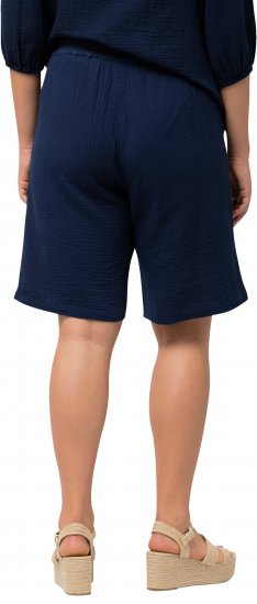 Ulla Popken Muslin Elastic Waist Wide Leg Shorts Blue - Jeansy & Spodnie w Dużych Rozmiarach – Plus Size - 