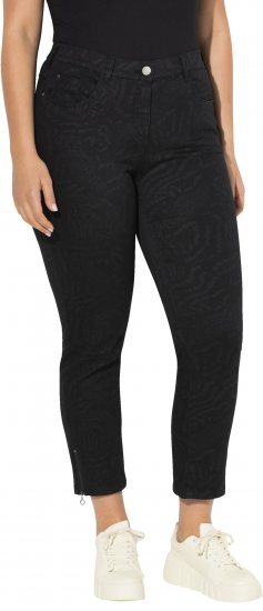 Ulla Popken Animal Print Stretch Fit Jeans Black - Jeansy & Spodnie w Dużych Rozmiarach – Plus Size - 