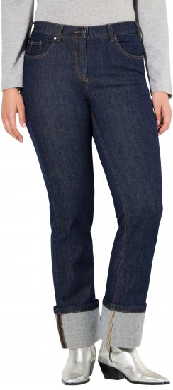 Ulla Popken Turn Up Hem Wide Leg Mary Jeans Grey Denim - Jeansy & Spodnie w Dużych Rozmiarach – Plus Size - 