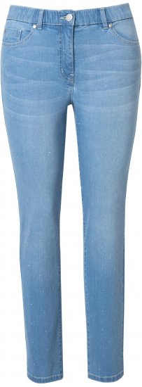 Ulla Popken Rhinestone Detail Stretch Fit Jeans Light Blue Denim - Jeansy & Spodnie w Dużych Rozmiarach – Plus Size - 