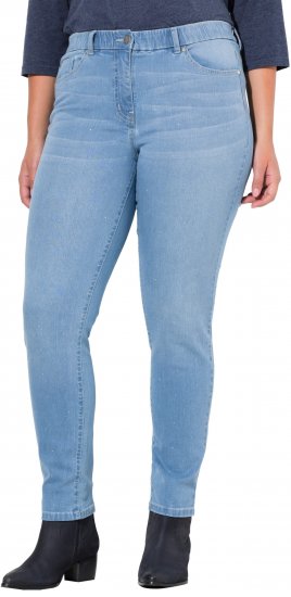 Ulla Popken Rhinestone Detail Stretch Fit Jeans Light Blue Denim - Jeansy & Spodnie w Dużych Rozmiarach – Plus Size - 
