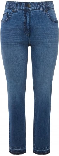 Ulla Popken Fringed Hem Stretch Fit Jeans Denim Blue - Jeansy & Spodnie w Dużych Rozmiarach – Plus Size - 