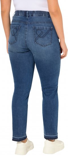 Ulla Popken Fringed Hem Stretch Fit Jeans Denim Blue - Jeansy & Spodnie w Dużych Rozmiarach – Plus Size - 