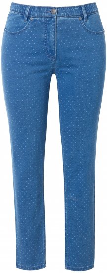 Ulla Popken Polka Dot Stretch Fit Jeans Blue Denim - Jeansy & Spodnie w Dużych Rozmiarach – Plus Size - 