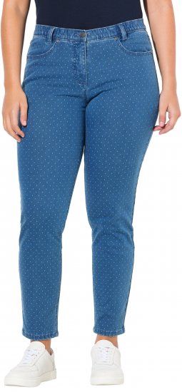 Ulla Popken Polka Dot Stretch Fit Jeans Blue Denim - Jeansy & Spodnie w Dużych Rozmiarach – Plus Size - 